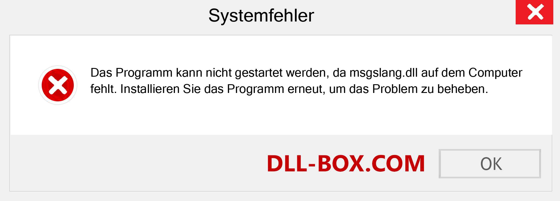 msgslang.dll-Datei fehlt?. Download für Windows 7, 8, 10 - Fix msgslang dll Missing Error unter Windows, Fotos, Bildern