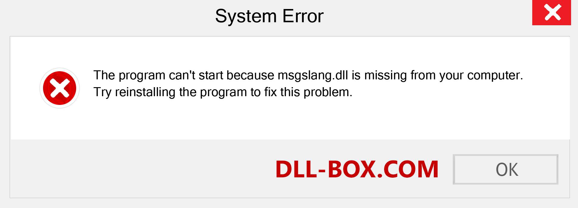  msgslang.dll file is missing?. Download for Windows 7, 8, 10 - Fix  msgslang dll Missing Error on Windows, photos, images